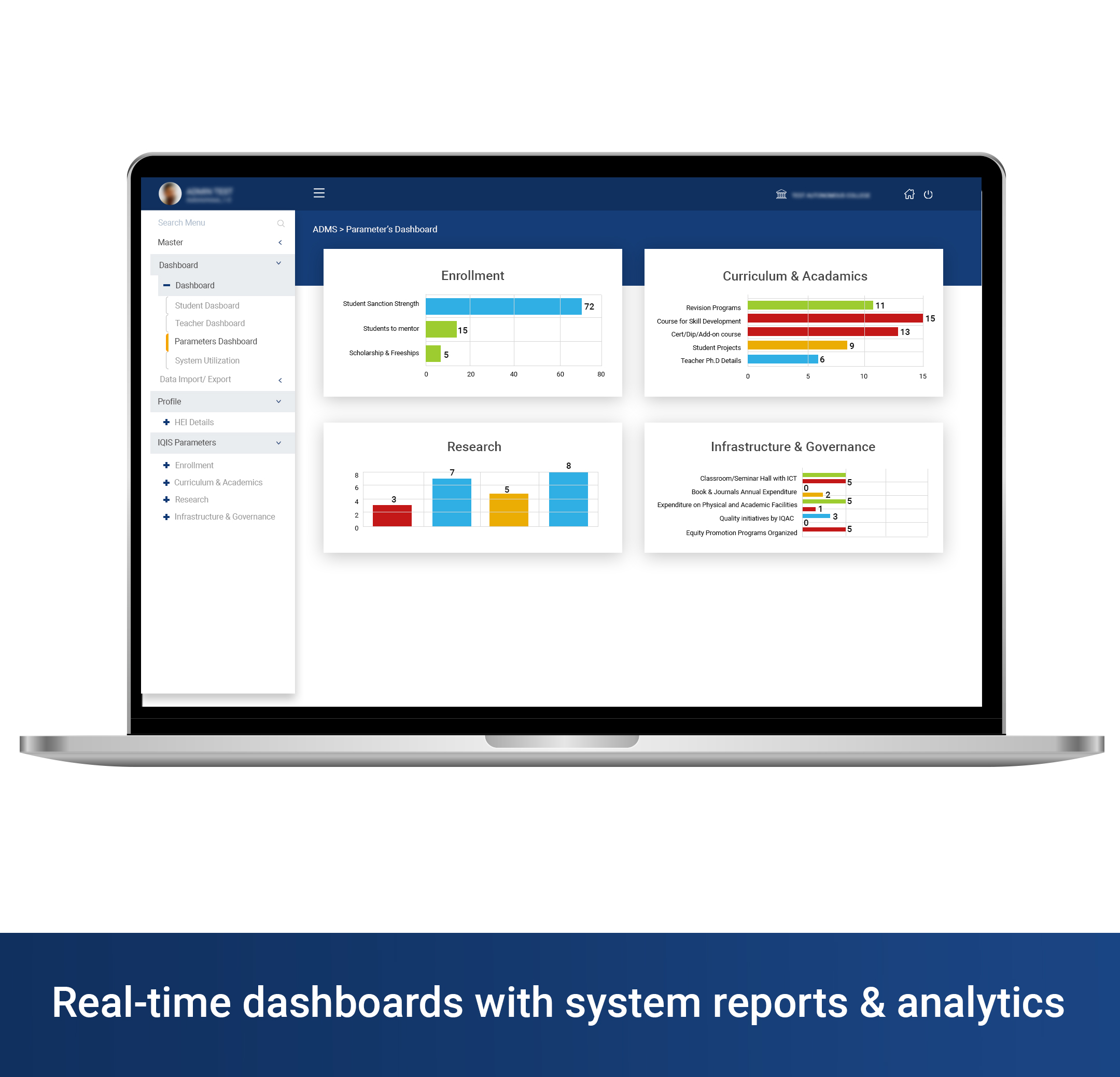 screenshot of Accreditation Data Management System